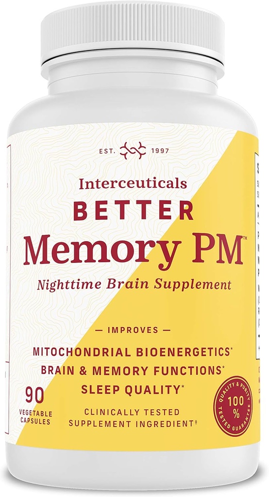 Bedre hukommelse PM Nighttime Brain Supplement fremmer mitokondriel bioenergi; hjerne & hukommelse funktioner; søvn kvalitet