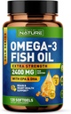 Built by Nature Omega 3 Fish Oil Gels brandos - 2400 mg aceite de peixe, 1440 mg Omega 3, 864 mg EPA, 576 mg DHA - Extra Strength Brain & Heart Health Support Supplement - 120 Softgels