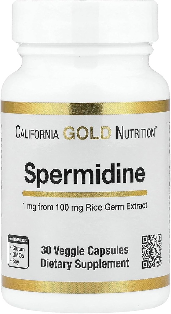 California Gold Nutrition Spermidine , Rice Germ Extract , 1 mg , 30 Veggie kapslit