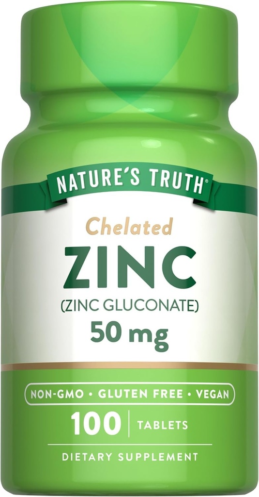 La vérité de la nature Zinc chélaté 50 mg Comprimés - 100 ct, boîte de 2