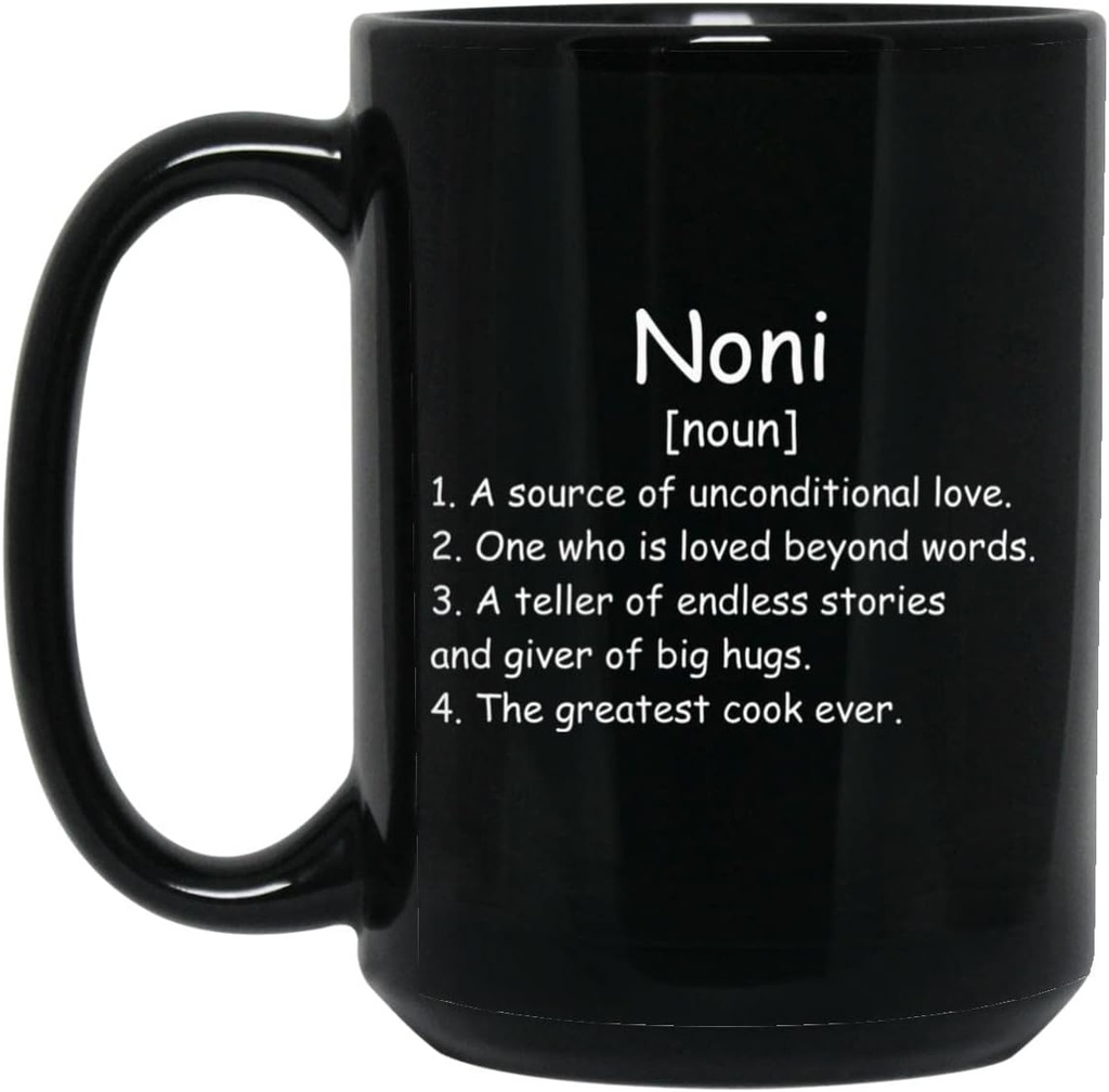 Noni Noun Cafe Mug (Preto) - Noni Definição Mug - Presente para Noni - Presentes de aniversário para Noni - Presentes Noni - Presentes de Dia das Mães - Presentes de Natal 15 onças