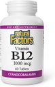 Naturlige faktorer, Vitamin B12 Cyanocobalamin 1000 mcg, Understøtter energi og røde blodceller produktion, 60 tabletter (60 portioner)