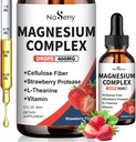 Magnesium Glycinate Liquid 400mg, High Absorption Magnesium Complex supplemen med vitamin B6, D, C för att stödja sömn, muskel, nervhälsa, icke-GMO Gluten Free Vegan (2 Fl Oz/Strawberry)