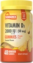 Sundance Vitamin D3 Gummies | 2000 IU | 48 Count | Pineapple Flavor | Vegetarisk, ikke-GMO, og Glutenfri Supplement