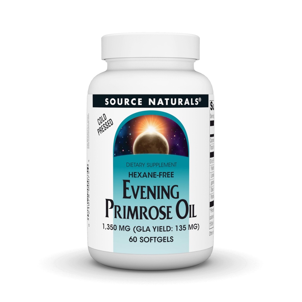 Source Naturals Evening Primrose Oil - Hexane-Free - 1350mg - GLA Yield: 135 mg - Cold-Pressed - 60 Softgels