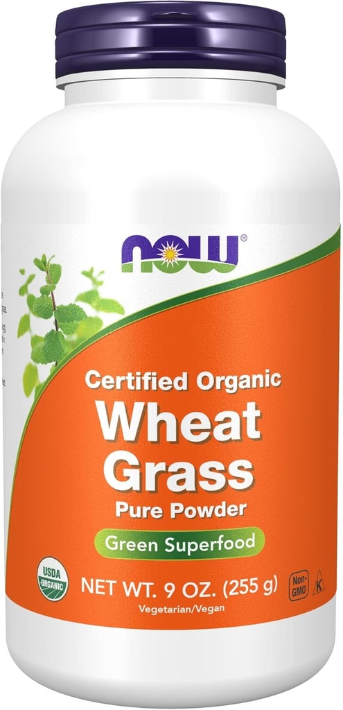 NOW Foods Supplements, Certified Organic and Non-GMO, pšenična trava v prahu, Zelena Superfood, 9-Ounce