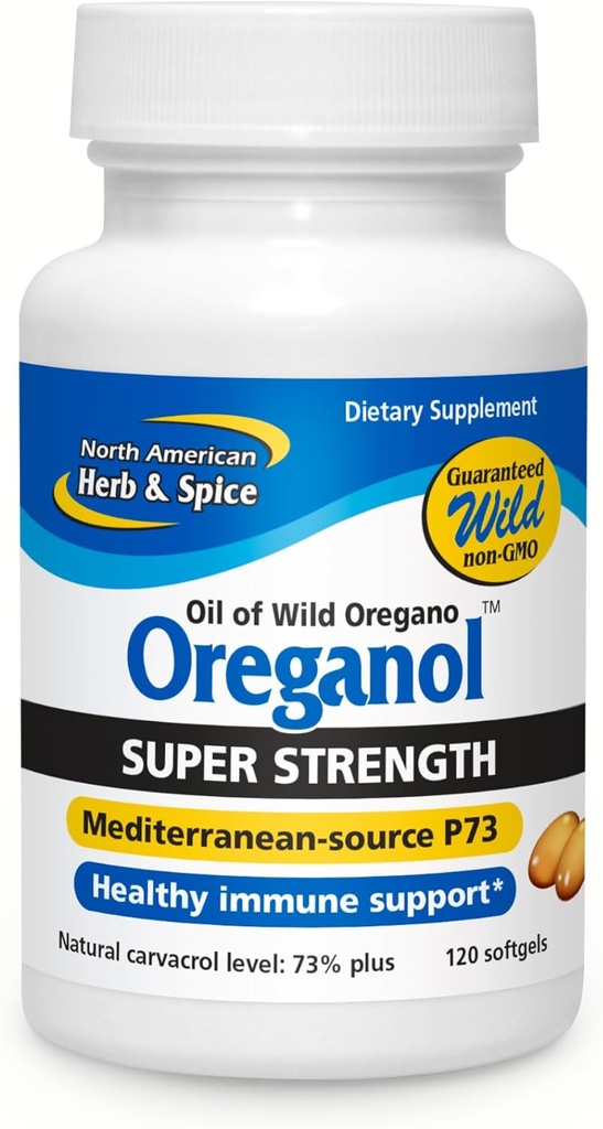 North RICAN HERB & SPICE Super Power Oreganol P73, 120 Softgels - Immune System Support - Vegan Friendly Wild Oregano - Non-GMO - 120 משרתים