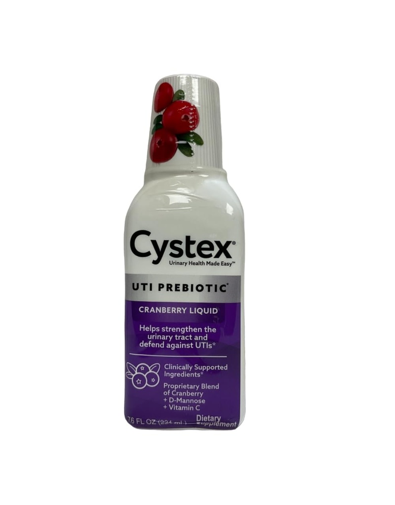 Cystex UTI Prebiotic Cranberry Liquid, Urinary Tract Support with D-Mannose, Vitamin C, and Bromelain, 7.6 FL OZ (Pack of 6)