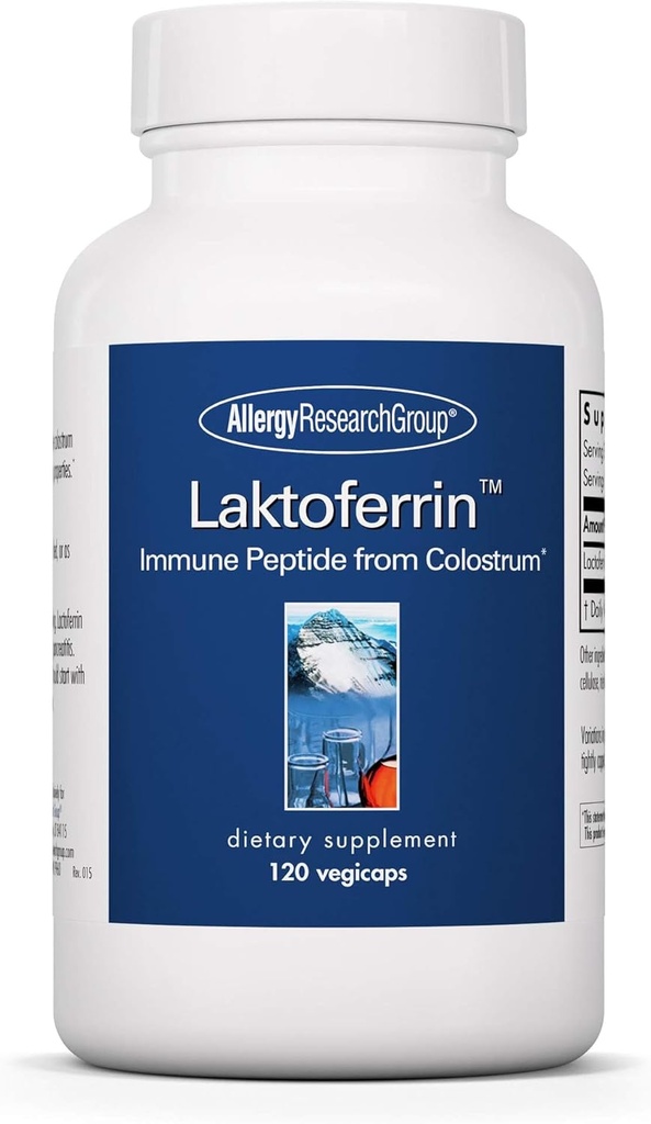 Allergy Research Group Laktoferrin Supplement - Lactoferrin Supplements 350mg, Bovine Colostrum, Immune Peptide, Järntillskott, Vegicaps - 120 greve