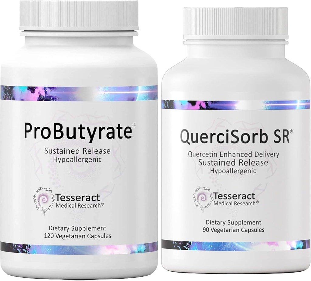 Tesseract Gut ' Immune Support Bundle – Probutyrate 600mg " QuerciSorb SR Quercetin 400mg, 120 + 90 Capsules, Gastrointestinal " Immune Health, Hypoallergenic