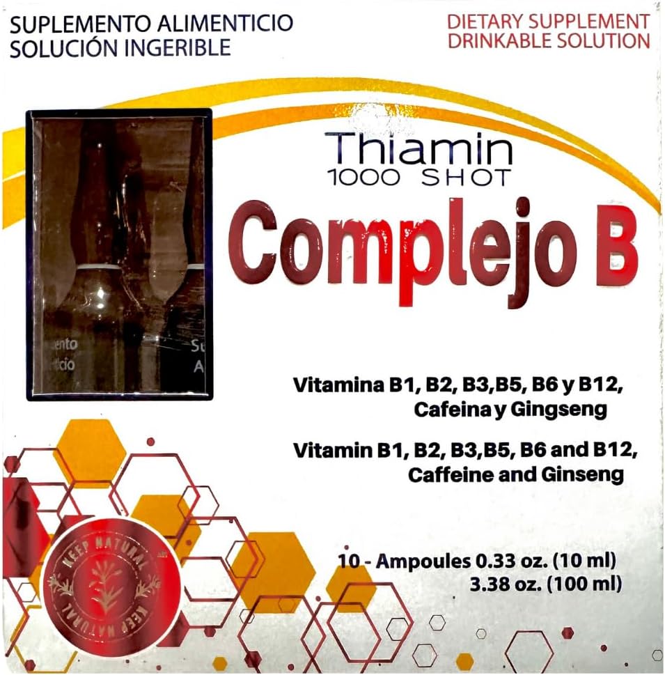 B Complex, Compejo B 1000 Shot 124; Multi- Vitaminok, koffein és Ginseng) 124; 10 ampullányi 10ml-es dobozzal; Energia, Kognitív funkció és Metabolikus Egészség Boost.
