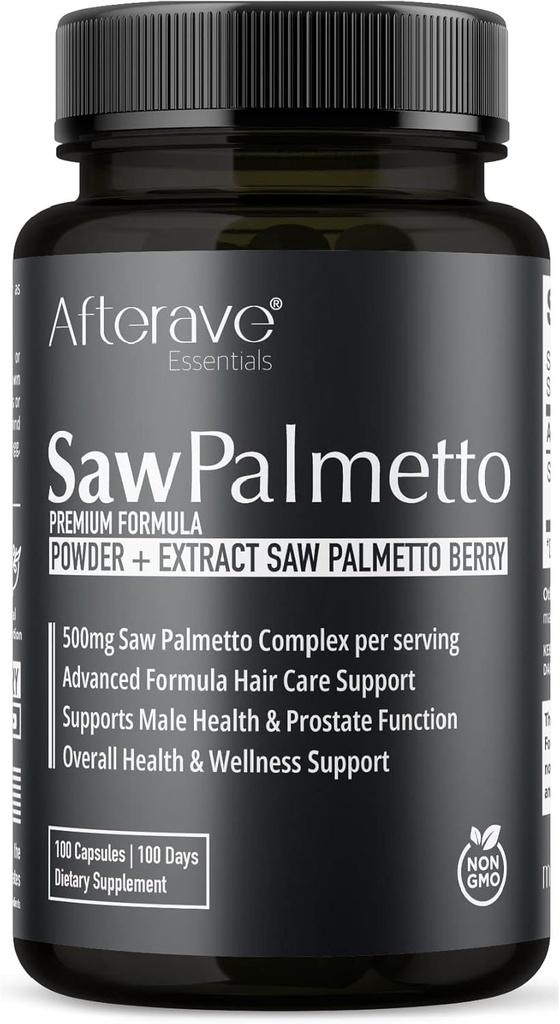 Saw Palmetto Premium, Scalp Health for Optimal Hair Growth, Follicle Strength, Hair Loss Protection, Prostate and Urinary Health and Overall Male Imune Support