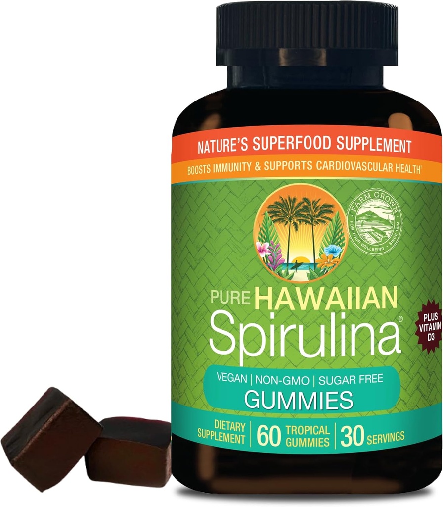 Nutrex Hawaii Spirulina | 코나 하와이 외곽 | 자연적인 Superfood Supplement(60 Count, Gummy)