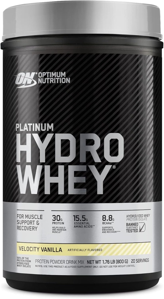 Optimale Voeding Platinum Hydrowhey Proteïne Poeder, 100% Gehydrolyseerd Wei Proteïne Isolaat Poeder, Smaak: Velocity Vanille, 1,75 Pond