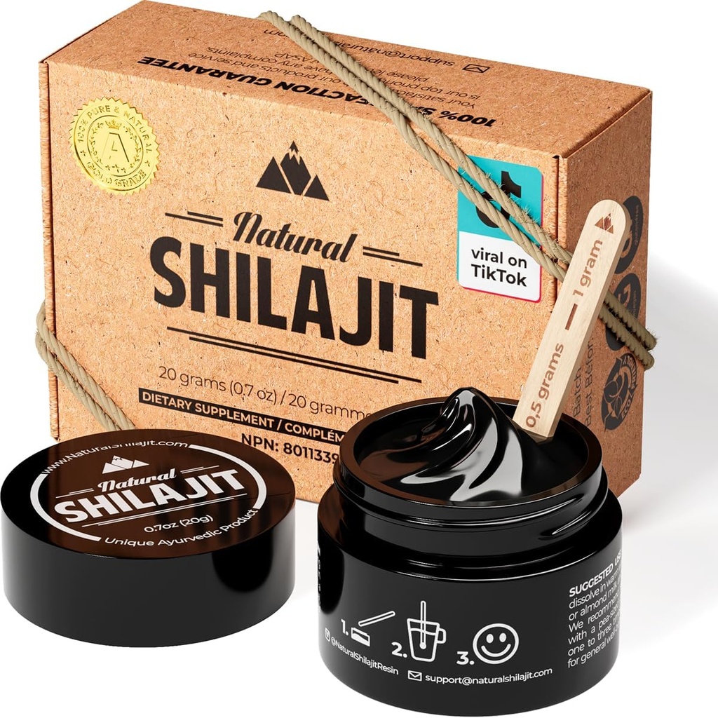 NATURAL SHILAJIT Resin - Shilajit för män och kvinnor med fulvic Acid & Trace Minerals, växtbaserade näringsämnen för energi, immunstöd & Vitality Resin