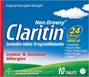 Claritin 24 HR Non Drowsy Allergy Medicine, Loratadine antihistamin tablet, 10 Ct