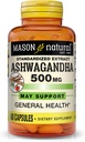 Mason 자연적인 Ashwagandha 500 mg, 긴장 & 에너지 지원을 위한 Adaptogen, 초본 보충교재, 60 일 공급