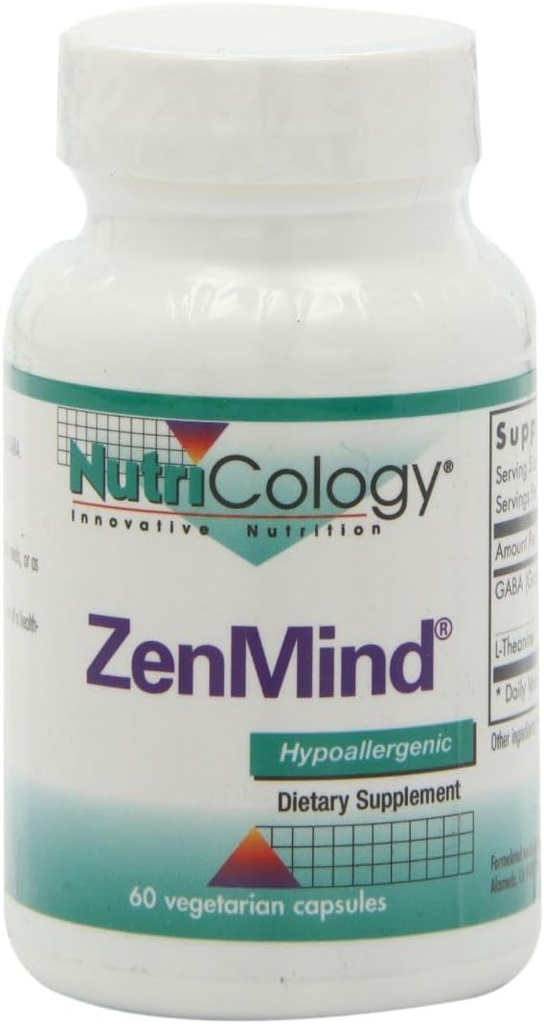 Nutricology ZenMind 보충교재 - Calmness 지원, 일 또는 밤, GABA, L-Theanine, Hypoallergenic의 채식 캡슐 - 60 조사