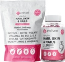 enliven Biotin Gummies for Hair Growth & Strong Nails | 5000mcg Biotin + Inositol, Collagen Support | Skin Care Vitamins for Women & Men | Berry Flavor | Vegan Hair Skin Nail Supplement | 60 Gummies