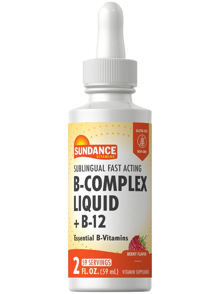 Sundance Sublingual Vitamin B Complex | 2 Fluid Ounces | with B-12 | Berry Flavor | Vegetarian, Non-GMO, and Gluten Free Supplement