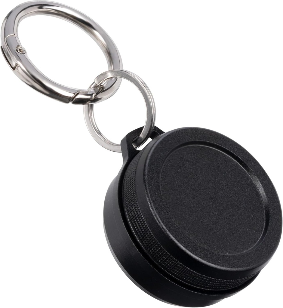 Caixa de transporte de metal - Portable Daily Travel Keychain Pill Holder Impermeável, pequeno recipiente para plugues de ouvido, pílulas, moedas compatíveis com loop, Eargasm & Vibes, Caixa de caixa de caixa compacta da mini bolsa do comprimido (preto)