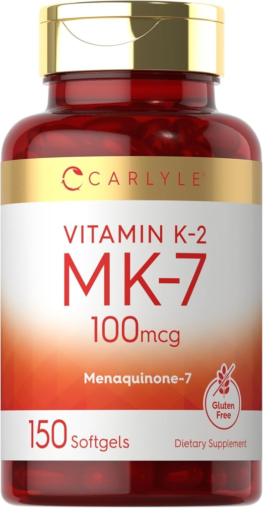 Carlyle Vitamin K2 MK7 100 mcg - 150 Softgels - Non-GMO, Gluten Free supplement