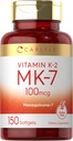 Carlyle vitamin K2 MK7 100 mcg | 150 Softgels | Ikke-GMO, Glutenfri Supplement