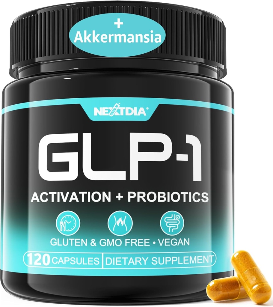 GLP-1 täydentää Akermansia Probiootit, Prebiootit Kuitu, berberiini, vihreä teeuute, Ceylon kaneli, kurkuma, Cayenne Pepper - Tuki GLP-1 Luonnollisesti, Gut, Energia, Miehet Naiset - 120 kapselia
