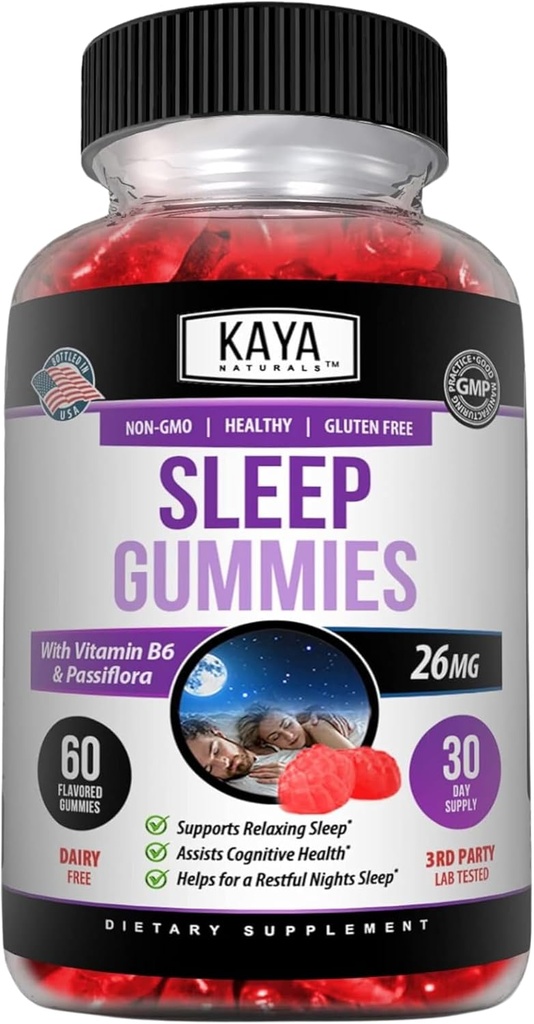 Kaya Communals Melonatin Gummies (26mg) Suplemen Kesehatan & Sleep Aid for Dewata, Membantu Anda Tidur Secara alami, Vitamin B6 Gummy Vitamin Bagi Perempuan & Pria - 30 Hari Suppply