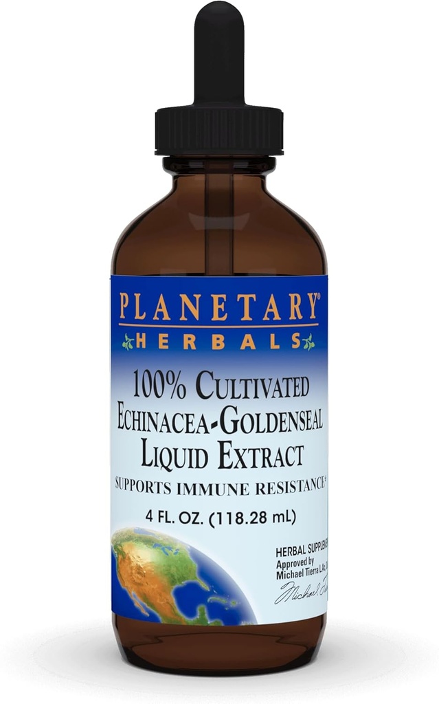 Planetære urter 100% dyrket Echinacea-Goldenseal ekstrakt, 4 oz