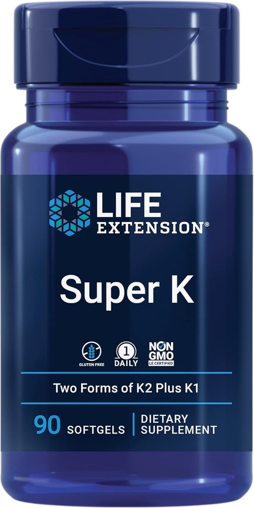 Life Extension Gamma E Blandede tocopheroler & tocotrienoler 60 Softgels og Super K Vitamin K1 K2 MK- 7 MK-4 Vitamin C 90 Softgels Bundle