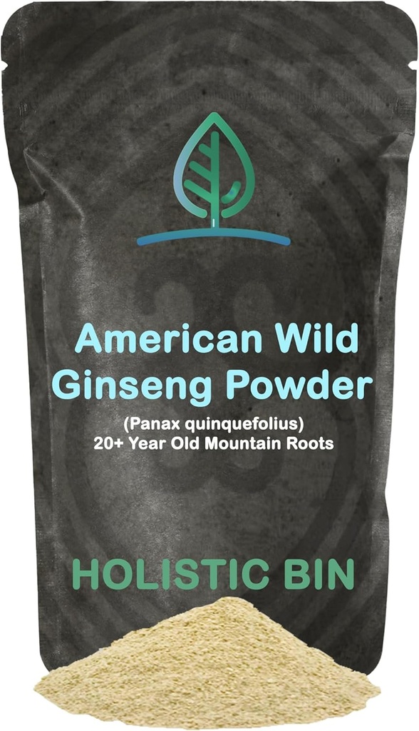 Holistisk Bin Wild American Ginseng Powder Pure Organic Ginseng Supplement laget med Wild Harvested 20+ År Gamle Roots fra Appalachia (Panax Quinquefolius)