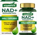 NAD+ suplementari 2000 mg - 120 Capsules True NAD+ i Resverratrol, Implementació d' alternativa NMN en contra de l' adquisició, l'Energia cel·lular i la reparació, el Metabolisme i el cervell Booster per a les dones