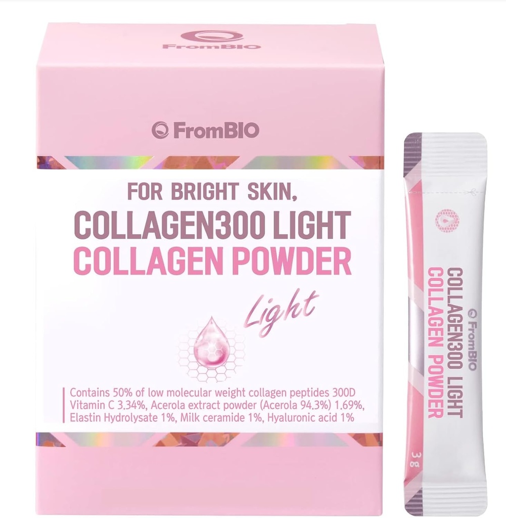 for Bright Skin, Collagen 300 Light, Low Molecular Weight Fish Collagen Peptides 300D 1,500mg (28 Packets)