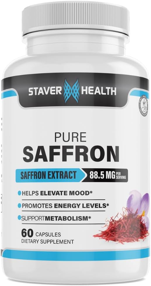 Pure Saffron Extraclodor Capsules, 88. 5 mg, 60 Vieggie Capules per Millorar, i implementació d'Energia