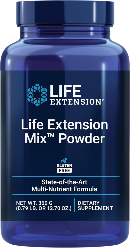 Life Extensie MixTM Pulbere, potenta ridicata, Vitamina avansata, Minerale, Formula de fructe si legume, Vitamina B, C, D, E, Magneziu, pentru sanatatea intregului corp, imbatranire sanatoasa, Gluten-Free, 12.70 oz