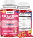 Magnesium Citrate Gummi für Kinder - Große Verkostung Kinder Magnesium Calm Supplement Unterstützung Nerve & Knochen Gesundheit, Starker Muskel für Kinder Wellness, Vegan Erdbeer Flavor Low-Sugar, 2 Pack-60 Count