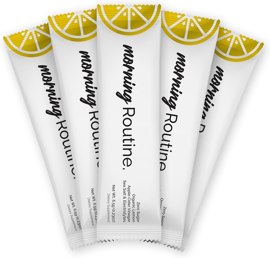 ROUTINE Morning Daily Hydration | Apple Cider Vinegar, Lemon, Sea Salt의 전해질 파우더 패킷 | Keto & Paleo-Friendly Electrolyte Drink Mix (5 Pack)