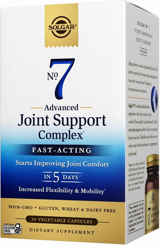 Solgar No. 7 Advanced Joint Support Complex - Increased Flexibility & Mobility - Non-GMO, Gluten, Wheat ' Dairy Free - 30 Servings