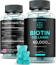 Biotin & Collagen Peptides Gummies - 50,000mcg Collagen + 10,000mcg Biotiini ...
