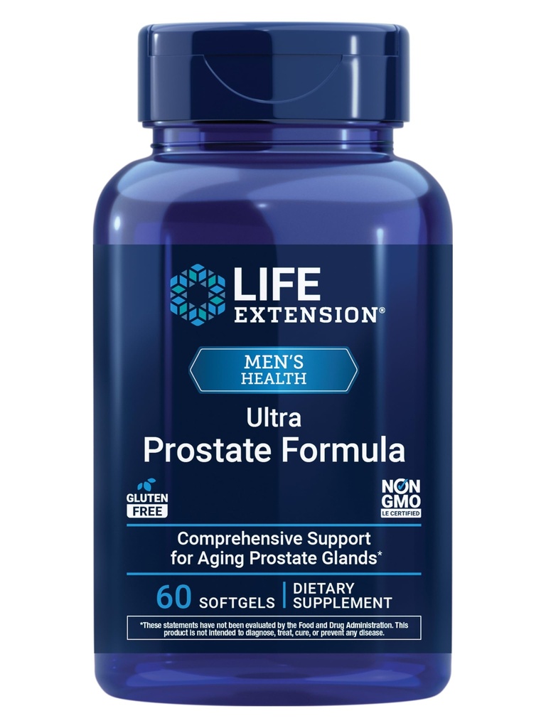 Life Extension Ultra Prostate Formula, Saw Palmetto for Men, pygeum, stinging Nettle Root, lycopene, Prostate Health, Urination Flow, PSA, Non-GMO, Gluten-Free, 60 softgels