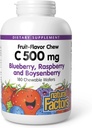 Faktor Alam Anak-anak Dapat Disalurkan Vitamin C 500 mg, Mendukung Kesehatan Kebal, Tulang, Gigi dan Gums, Blueberry, Raspberry dan Boysenberry, 180 Wafers