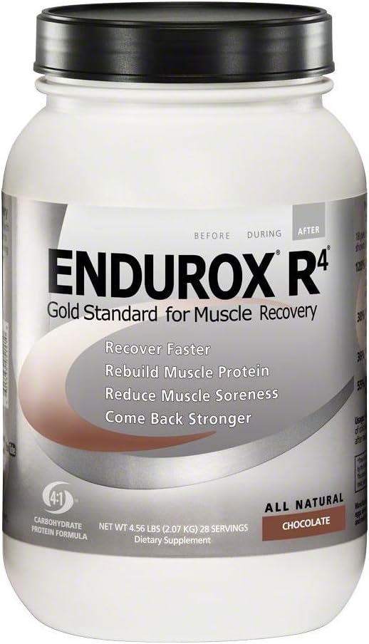 Endurox R4 by PacificHealh - 모든 자연 포스트 운동 회복 음료 혼합 단백질 + Carbs & Electrolytes - 더 빠른 회복, 감소된 소레니스 & 근육 재건 - 28 서빙 (코놀)