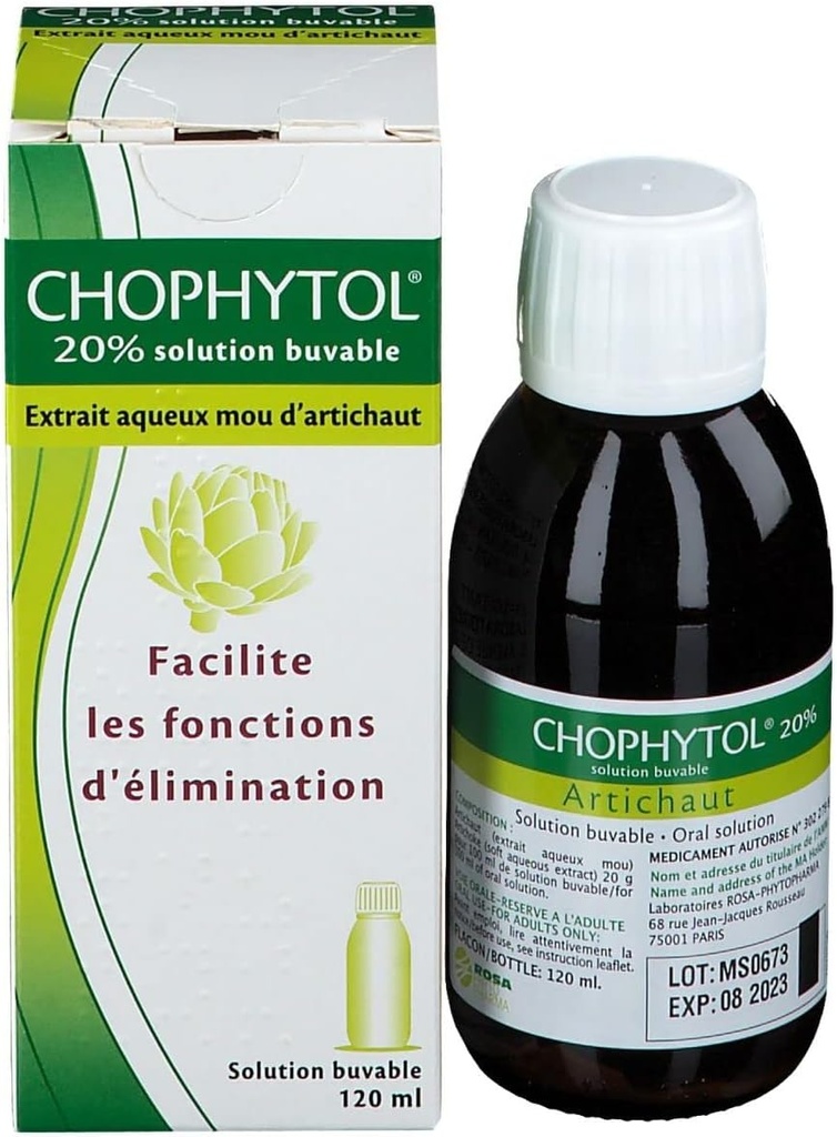 Chophytol 20% - Nápoje (s Artichogen) - k podpoře funkce jater a ledvin - 120 ml Láhev