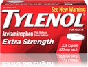 Tylenol Extra Party Caplets amb 500 mg Aceminopen, Dolor de dolor Reliever Rever & Fever Rever, For Capche, Backache i Menstrual Live, 225 ct