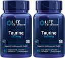 Estensione della vita Taurina, Pure Taurina Aminoacido Supplemento, Cuore, fegato e salute del cervello, Longevità, Muscolo ed Esercizio, 1000 mg di dose, Non OGM, Gluten-Free - Two Pack - 90 capsule vegetariane x 2