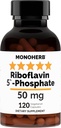 MONOHERB Riboflavin 5 '-Fosfat 50 mg - 120 Vegetarian Capsules - Bioactive Vitamin B2
