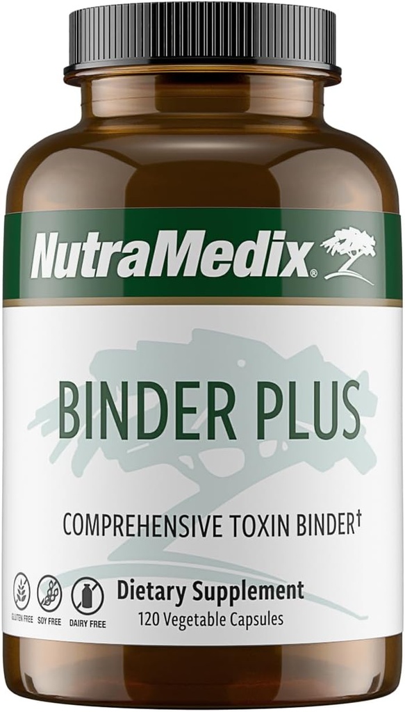 NutraMedix Binder Plus - Umfassender Toxin Binder & Body Detoxifier - Prebiotic Antioxidant Support + Inulin, Bentonite, Aloe Vera, Aktivkohle, Fulvic Minerals & Chitosan (120 Kapseln)