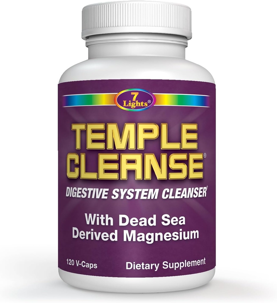 Temple Cleanse 120 Capsules | Oxygen & Dead Sea Magnesium Colon Cleanse Detox, Fast-Acting Constipation Relief, No Gas/Bloating, Vegan Gluten-Free Digestive Cleanse, Gentle on Stomach for Women & Men