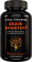 Vital Vitaminer Nootrop Brain Supplement Plus - for hukommelse, fokus, koncentration, Neuro Energy, Clarity - med løvens Mane svampe - 60 kapsler